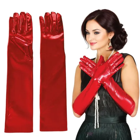 xx metallized gloves 44 cm red