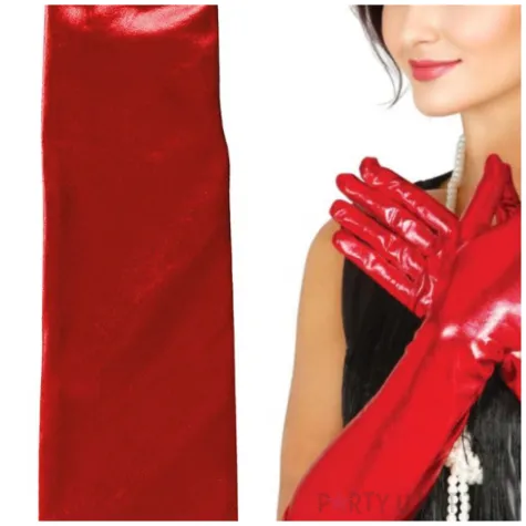 xx metallized gloves 44 cm red