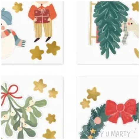 xx naklejki na okno merry christmas mix 1 op 4 szt