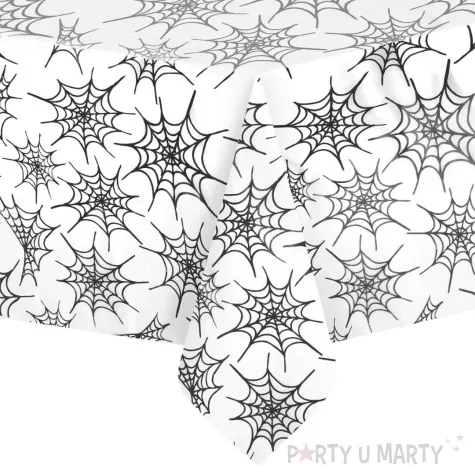 xx obrus halloween pajeczyny bialo czarny