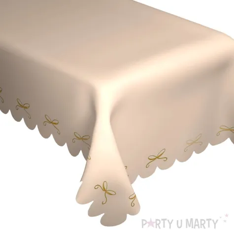 xx obrus papierowy kokardki rozowy 180 x 120 cm