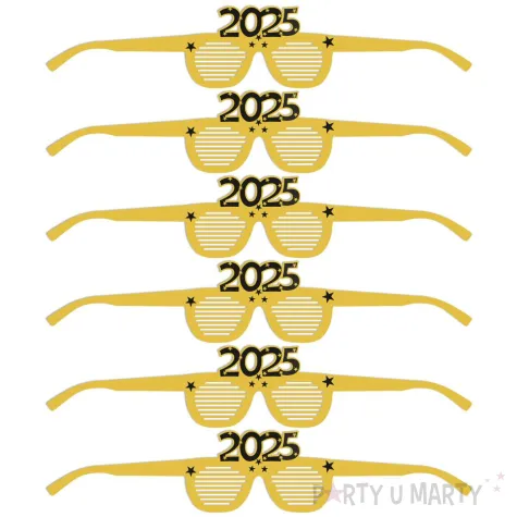 xx okulary party nowy rok 2025 zlote x6