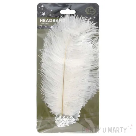 xx opaska z pioem retro biala