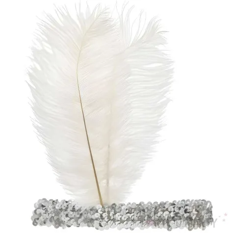 xx opaska z pioem retro biala