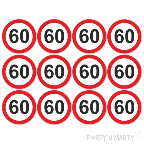 xx podkladki papierowe 60 urodziny traffic birthday 9 5 cm 12 szt