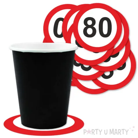 xx podkladki papierowe 80 urodziny traffic birthday 9 5 cm 12 szt