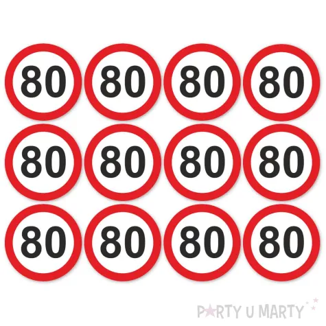 xx podkladki papierowe 80 urodziny traffic birthday 9 5 cm 12 szt
