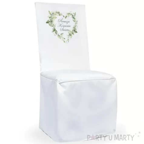 xx pokrowiec na krzeslo komunia eukaliptusowe serce