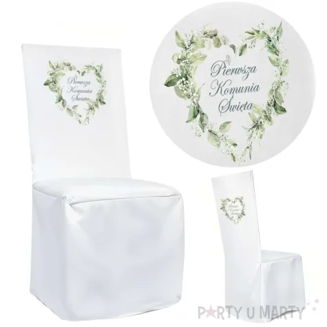 xx pokrowiec na krzeslo komunia eukaliptusowe serce
