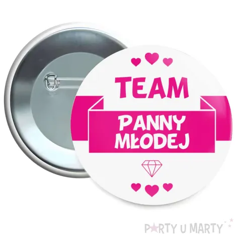 xx przypinka team panny mlodej biala