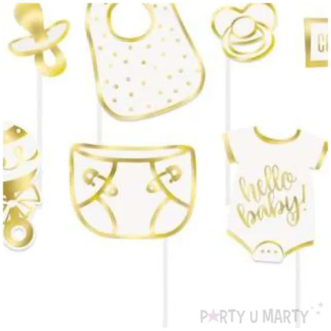 xx rekwizyty do zdjec hello baby zlote 10 elementow