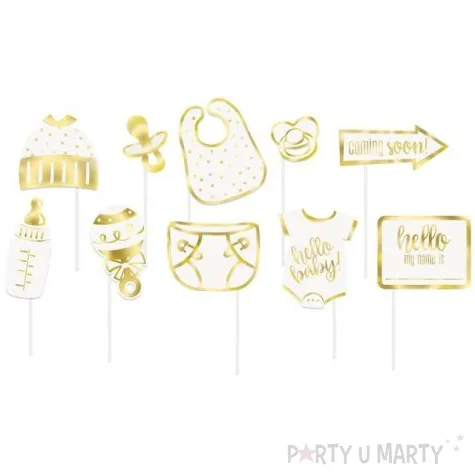 xx rekwizyty do zdjec hello baby zlote 10 elementow
