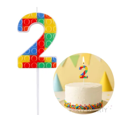 xx sc22 swieczka piker klocki cyferka 2 wielokolorowa 10 5x3 5 cm