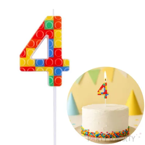 xx sc22 swieczka piker klocki cyferka 4 wielokolorowa 10 5x3 5 cm