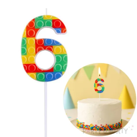 xx sc22 swieczka piker klocki cyferka 6 wielokolorowa 10 5x3 5 cm