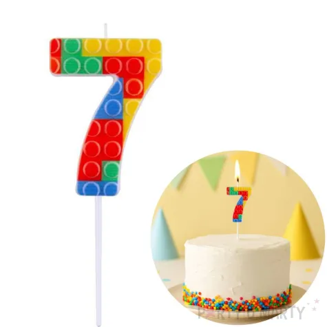 xx sc22 swieczka piker klocki cyferka 7 wielokolorowa 10 5x3 5 cm