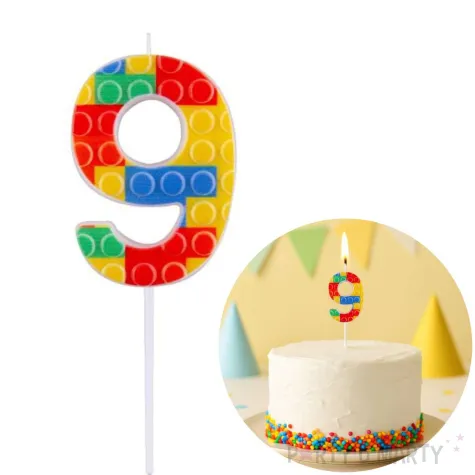 xx sc22 swieczka piker klocki cyferka 9 wielokolorowa 10 5x3 5 cm