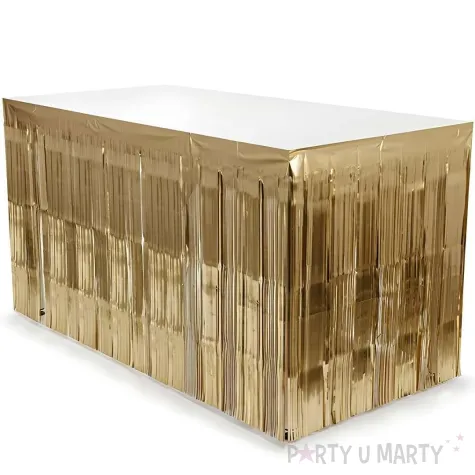 xx skirting foliowy z fredzlami elegancki zloty 300x80cm