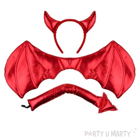 xx stai zestaw czerwony diabelek opaska skrzydla ogon