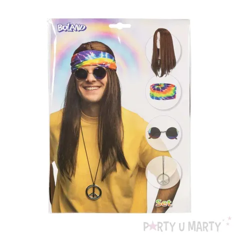 xx stai zestaw hippie john opaska okulary imprezowe peruka i naszyjnik