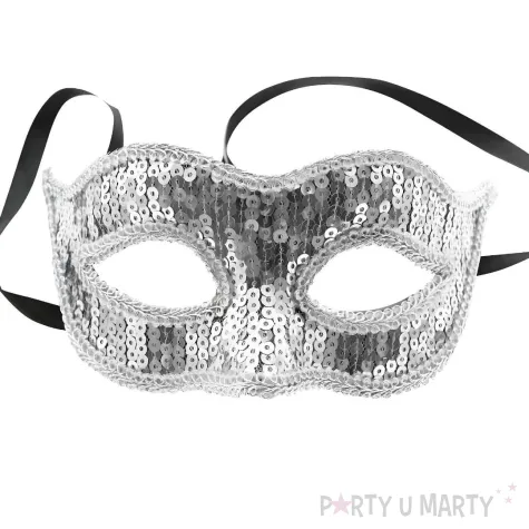 xx stam maska cekinowa srebrna