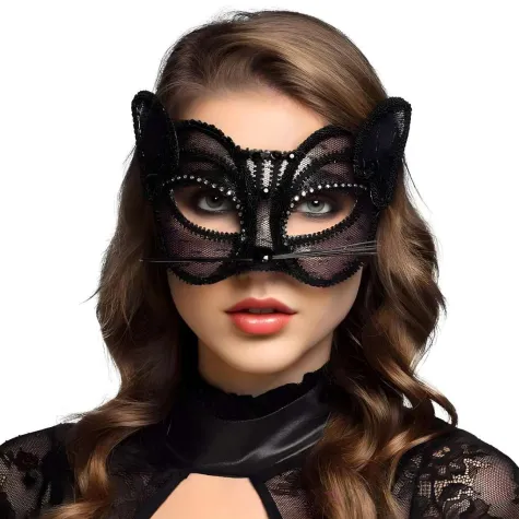 xx stam maska wenecka kot deluxe czarna