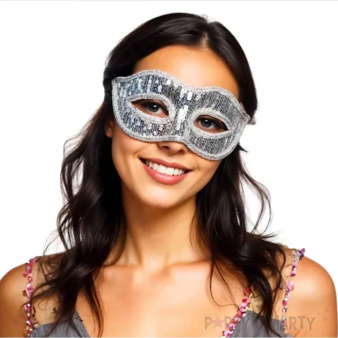 xx stam maska wenecka srebrne cekiny