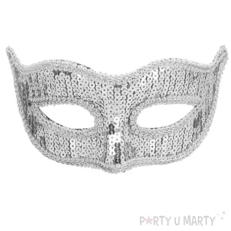 xx stam maska wenecka srebrne cekiny