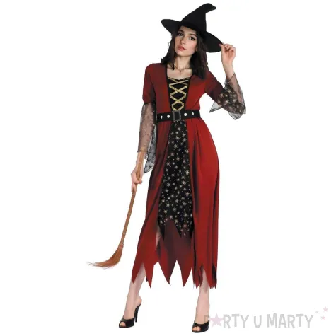 xx stdo zestaw dla doroslych czerwona czarownica sukienka kapelusz pasek rozm s