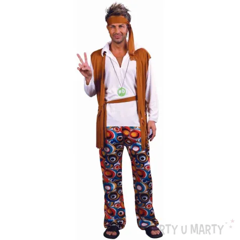 xx stdo zestaw dla doroslych hipis opaska bluzka z kamizelka spodnie pasek rozm 52