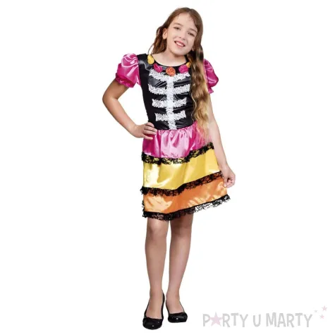 xx stdz stroj dla dzieci kolorowy kosciotrup sukienka rozm 130 140 cm