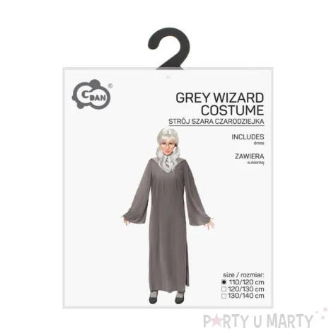 xx stdz stroj dla dzieci szara czarodziejka sukienka rozm 110 120 cm