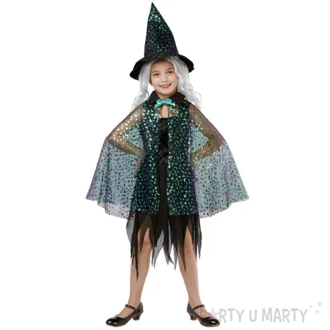 xx stdz zestaw dla dzieci blyszczaca czarownica peleryna kapelusz rozm 120 130 cm