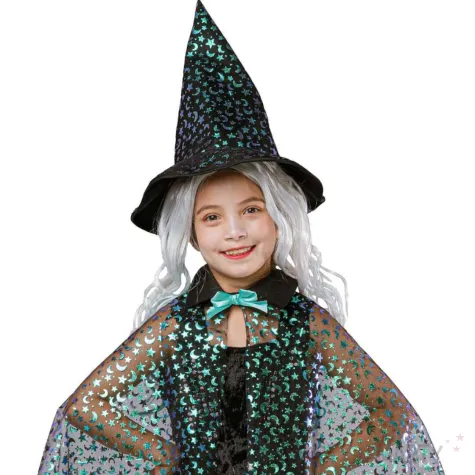 xx stdz zestaw dla dzieci blyszczaca czarownica peleryna kapelusz rozm 120 130 cm