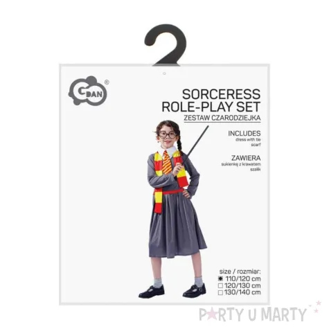xx stdz zestaw dla dzieci czarodziejka sukienka z krawatem szalik rozm 110 120 cm