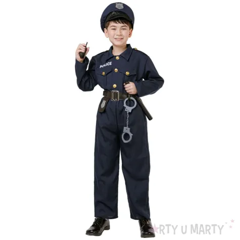 xx stdz zestaw dla dzieci elegancki policjant bluzka spodnie pasek czapka kajdanki krotkofal