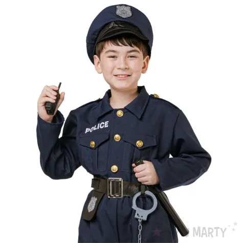 xx stdz zestaw dla dzieci elegancki policjant bluzka spodnie pasek czapka kajdanki krotkofal
