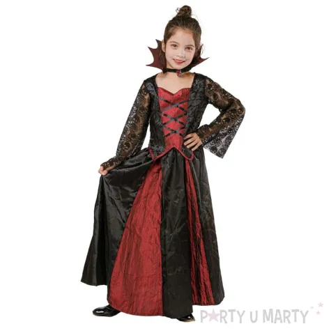 xx stdz zestaw dla dzieci gotycka wampirzyca spodnica bluzka kolnierz rozm 110 120 cm