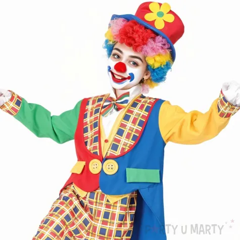 xx stdz zestaw dla dzieci kolorowy klaun bluzka spodnie kapelusz muszka rozm 110 120 cm