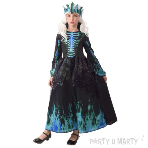 xx stdz zestaw dla dzieci krolowa kosciotrup sukienka korona rozm 120 130 cm