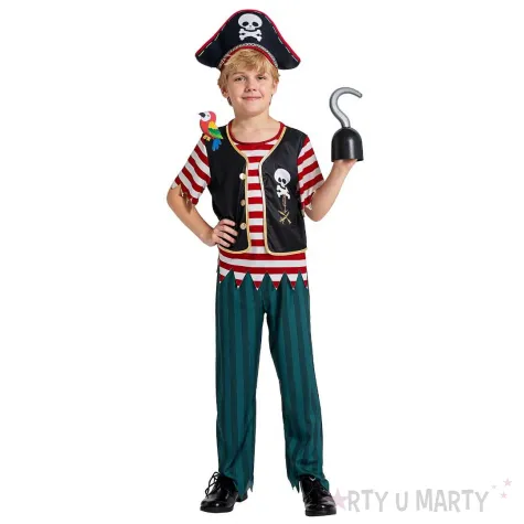xx stdz zestaw dla dzieci pirat kapitan bluzka spodnie kapelusz papuga rozm 110 120 cm