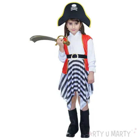 xx stdz zestaw dla dzieci piratka kapelusz koszula pasek spodnica rozm 110 120 cm
