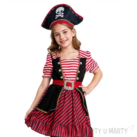 xx stdz zestaw dla dzieci piratka sukienka kapelusz pasek rozm 110 120 cm