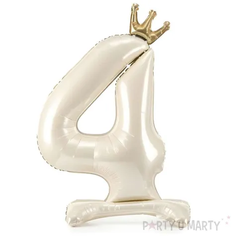 xx stojacy balon foliowy cyfra 4 84 cm jasny krem