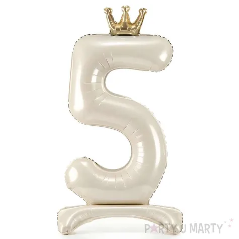 xx stojacy balon foliowy cyfra 5 84 cm jasny krem