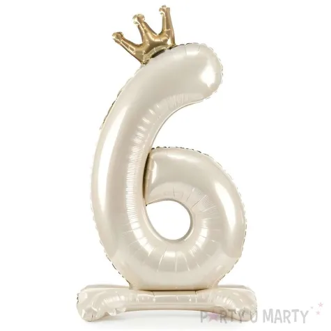 xx stojacy balon foliowy cyfra 6 84 cm jasny krem