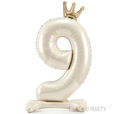 xx stojacy balon foliowy cyfra 9 84 cm jasny krem