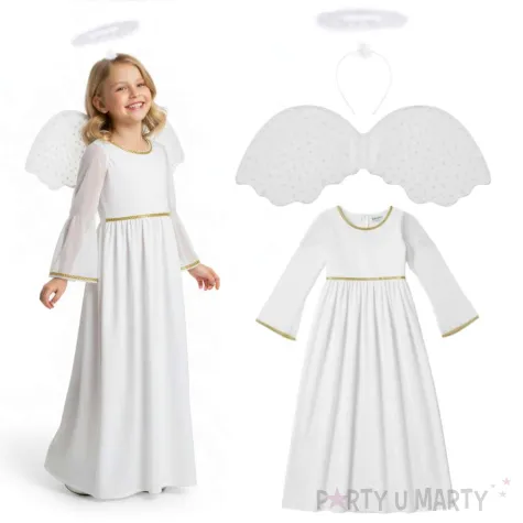 xx stroj aniolek ze skrzydlami i aureola 130 140 cm