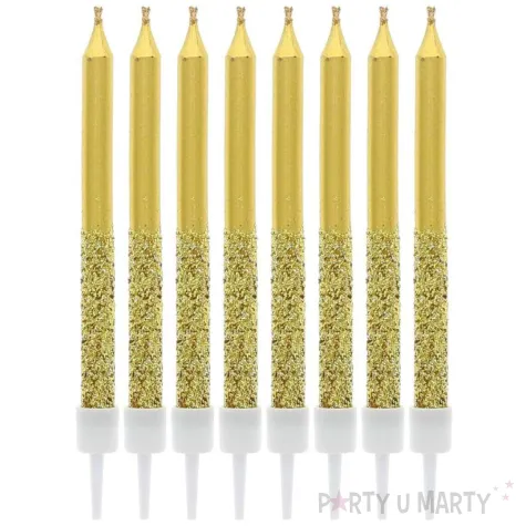 xx su swieczki metaliczno brokatowe zlote 6x0 5 cm 8 szt