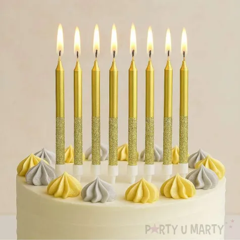 xx su swieczki metaliczno brokatowe zlote 6x0 5 cm 8 szt